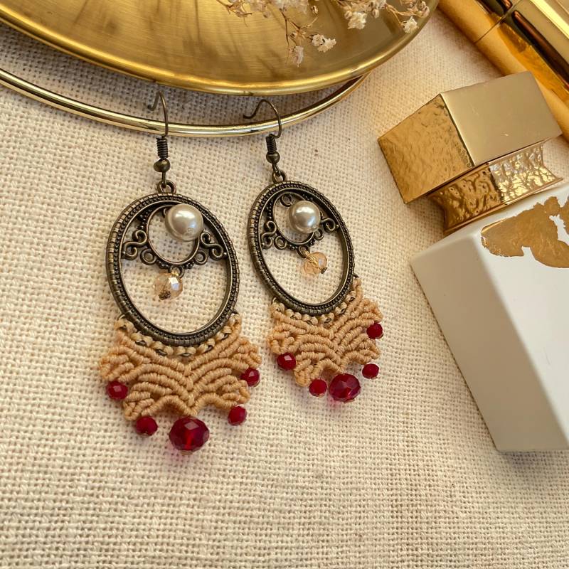 Einzigartige Makramee Ohrringe, Mikro Einzigartiger Makrame Schmuck, Boho Ohrringe von AzarCraft