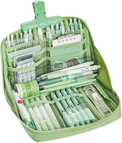 Azarton RefttenwMäppchen Federmäppchen Groß Kapazität für Mädchen & Jungen – Schlamperetui mit Reißverschluss, Schreibwaren Organizer für Schule & Büro, Multifunktionales Mäppchen (Grün) von Azarton