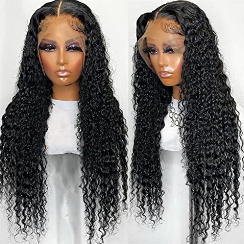 13X4 Transparent Lace Front Echthaar Perücken Damen Pre Plcked Verschluss Perücke Brasilianische Remy Lockige Echthaar Perücken 13x4 Lace Wig 14 Inch von Azedssw