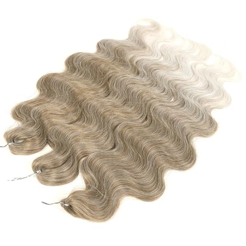 24 Zoll Körperwelle Häkeln Zöpfe Haar Synthetische Damen Tiefe Wasserwelle Ombre Blonde Flechten Haarverlängerungen T18 56C 24Inch von Azedssw