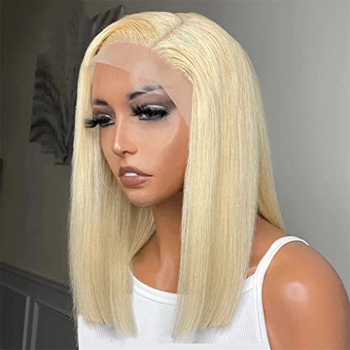 Blonde Lace Front Bob Perücke Echthaar Gerade Damen Echthaar Lace Frontal Perücken Remy Short Bob Perücken 4x4 Lace 10 Inch 150Density von Azedssw