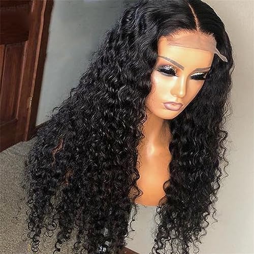 Brasilianische Tiefe Welle Frontalperücke Transparente Echthaarperücken Für Damen Vorgezupfte Tiefe Lockige Perücken 13x6 Lace Wig 14Inch 180Density von Azedssw