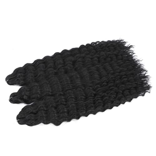 Damen Lockiges Wasser Welle Twist Häkeln Haar Synthetische Geflecht Ombre Tiefe Welle Flechten Haarverlängerung #1B 22Inch 55cm#3Pcs/Lot von Azedssw