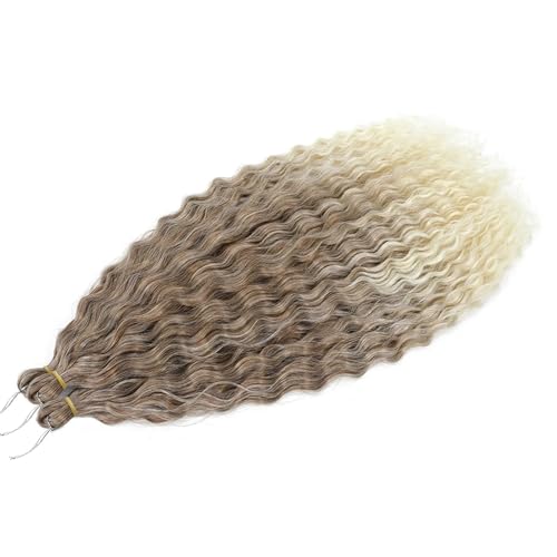 Damen Lockiges Wasser Welle Twist Häkeln Haar Synthetische Geflecht Ombre Tiefe Welle Flechten Haarverlängerung 62 30Inch 75cm#3Pcs/Lot von Azedssw