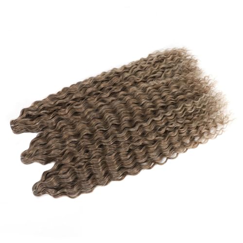 Damen Lockiges Wasser Welle Twist Häkeln Haar Synthetische Geflecht Ombre Tiefe Welle Flechten Haarverlängerung A4 22Inch 55cm#5Pcs/Lot von Azedssw