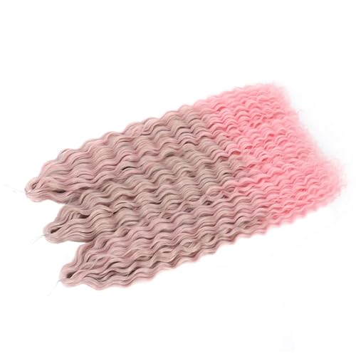 Damen Lockiges Wasser Welle Twist Häkeln Haar Synthetische Geflecht Ombre Tiefe Welle Flechten Haarverlängerung A5 22Inch 55cm#4Pcs/Lot von Azedssw