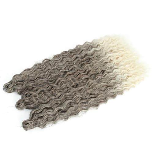 Damen Lockiges Wasser Welle Twist Häkeln Haar Synthetische Geflecht Ombre Tiefe Welle Flechten Haarverlängerung A9 22Inch 55cm#3Pcs/Lot von Azedssw