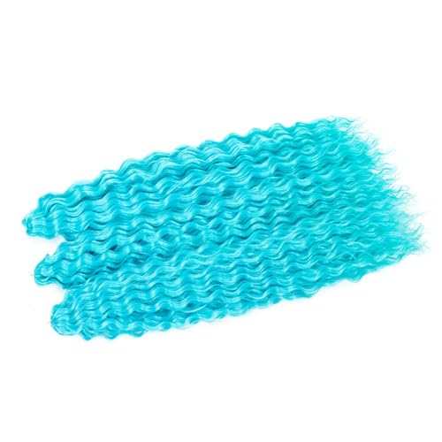 Damen Lockiges Wasser Welle Twist Häkeln Haar Synthetische Geflecht Ombre Tiefe Welle Flechten Haarverlängerung Blue 22Inch 55cm#4Pcs/Lot von Azedssw