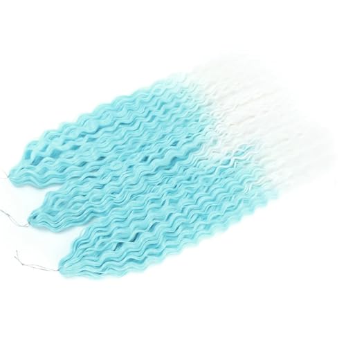 Damen Lockiges Wasser Welle Twist Häkeln Haar Synthetische Geflecht Ombre Tiefe Welle Flechten Haarverlängerung Blue 60 22Inch 55cm#3Pcs/Lot von Azedssw