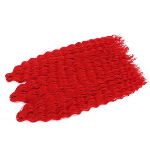 Damen Lockiges Wasser Welle Twist Häkeln Haar Synthetische Geflecht Ombre Tiefe Welle Flechten Haarverlängerung Red 22Inch 55cm#5Pcs/Lot von Azedssw