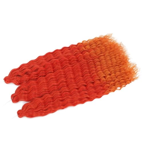 Damen Lockiges Wasser Welle Twist Häkeln Haar Synthetische Geflecht Ombre Tiefe Welle Flechten Haarverlängerung Red Orange 30Inch 75cm#4Pcs/Lot von Azedssw