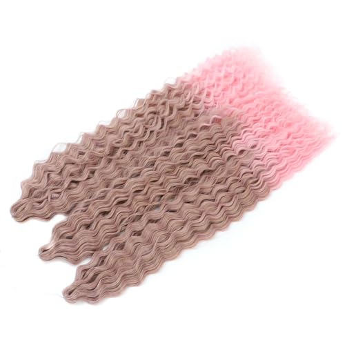 Damen Lockiges Wasser Welle Twist Häkeln Haar Synthetische Geflecht Ombre Tiefe Welle Flechten Haarverlängerung T30 Pink 22Inch 55cm#4Pcs/Lot von Azedssw