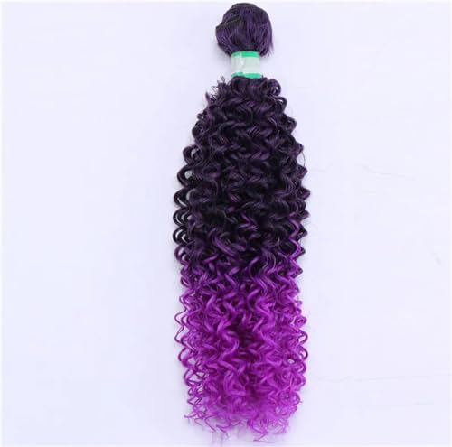 Damen Verworrene Lockige Haar Bundles 16 18 20 Zoll 1 Stück Ombre Synthetische Haar Extensions Zwei Ton Faser Haar Weben M1 Purple 20 Inch von Azedssw