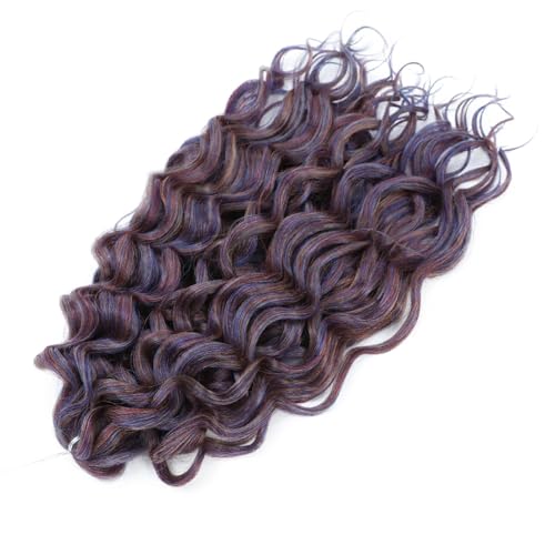 Damen Welle Flechten Haarverlängerungen Häkeln Zöpfe Kunsthaar Ombre Lockiges Blondes Wasserwellengeflecht 530 Blue 24Inch#1Pcs/Lot von Azedssw