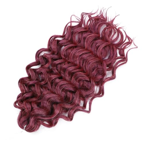 Damen Welle Flechten Haarverlängerungen Häkeln Zöpfe Kunsthaar Ombre Lockiges Blondes Wasserwellengeflecht Red 99J Purple 18Inch#3Pcs/Lot von Azedssw