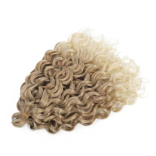 Damen Welle Flechten Haarverlängerungen Häkeln Zöpfe Kunsthaar Ombre Lockiges Blondes Wasserwellengeflecht T27 613 18Inch#3Pcs/Lot von Azedssw