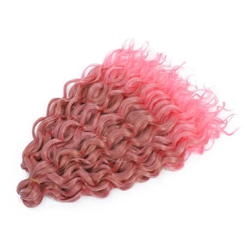 Damen Welle Flechten Haarverlängerungen Häkeln Zöpfe Kunsthaar Ombre Lockiges Blondes Wasserwellengeflecht T27 Pink 24Inch#4Pcs/Lot von Azedssw