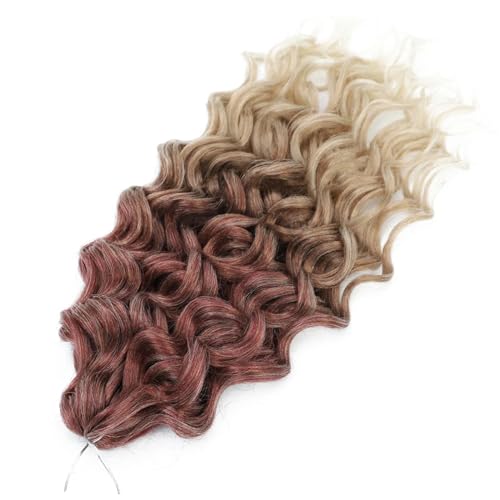 Damen Welle Flechten Haarverlängerungen Häkeln Zöpfe Kunsthaar Ombre Lockiges Blondes Wasserwellengeflecht T530 30 27 613 18Inch#4Pcs/Lot von Azedssw