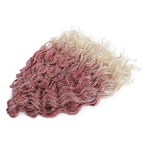 Damen Welle Flechten Haarverlängerungen Häkeln Zöpfe Kunsthaar Ombre Lockiges Blondes Wasserwellengeflecht T530 613 18Inch#4Pcs/Lot von Azedssw