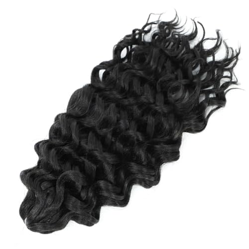 Damen Welle Flechten Haarverlängerungen Tiefes Wellenförmiges Twist Häkelhaar Synthetische Lockige Ombre Häkelzöpfe #1B 18Inch 45cm#1Pcs von Azedssw