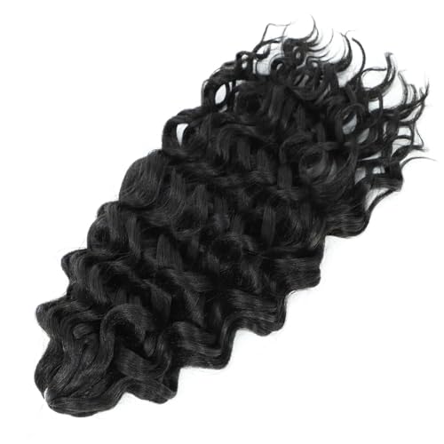 Damen Welle Flechten Haarverlängerungen Tiefes Wellenförmiges Twist Häkelhaar Synthetische Lockige Ombre Häkelzöpfe #1B 18Inch 45cm#3Pcs von Azedssw