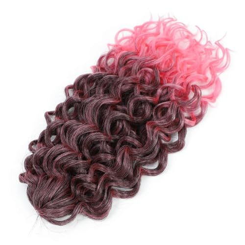 Damen Welle Flechten Haarverlängerungen Tiefes Wellenförmiges Twist Häkelhaar Synthetische Lockige Ombre Häkelzöpfe T1B Pink 18Inch 45cm#1Pcs von Azedssw