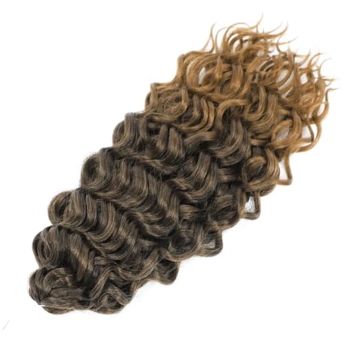 Damen Welle Flechten Haarverlängerungen Tiefes Wellenförmiges Twist Häkelhaar Synthetische Lockige Ombre Häkelzöpfe T1B27 18Inch 45cm#1Pcs von Azedssw