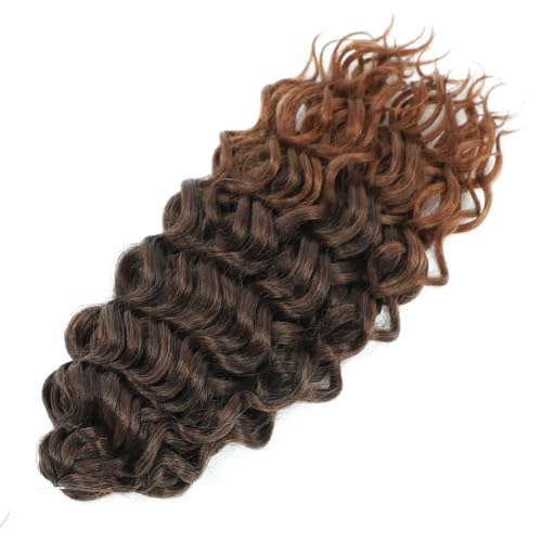 Damen Welle Flechten Haarverlängerungen Tiefes Wellenförmiges Twist Häkelhaar Synthetische Lockige Ombre Häkelzöpfe T1B30 24Inch 60cm#1Pcs von Azedssw