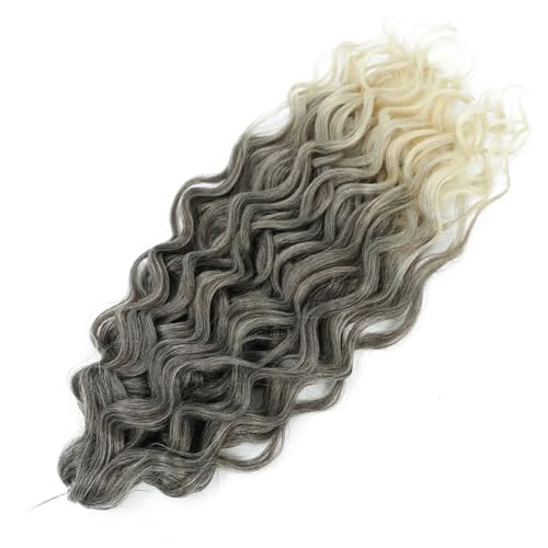 Damen Welle Flechten Haarverlängerungen Tiefes Wellenförmiges Twist Häkelhaar Synthetische Lockige Ombre Häkelzöpfe T4 613 24Inch 60cm#3Pcs von Azedssw
