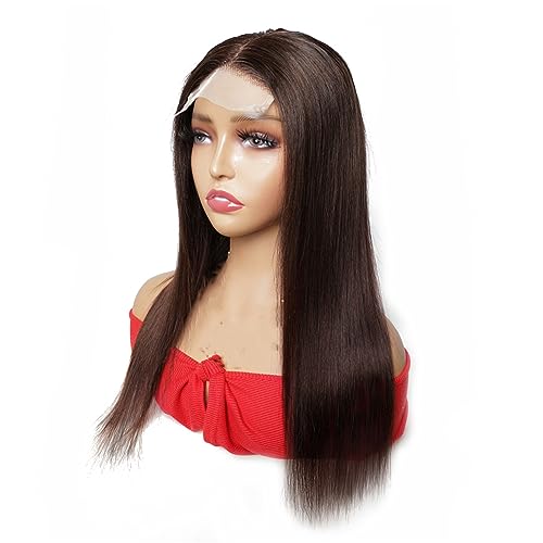 Dunkelbraunes Echthaar Für Damen Vorgefärbte Extensions 150 Dichte 2 13x4 Frontal Wig 16Inch von Azedssw