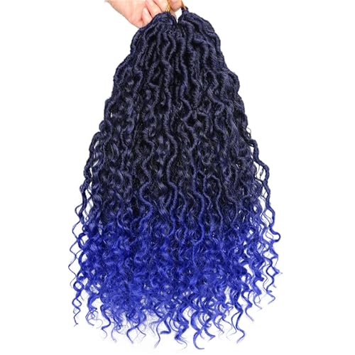 Häkeln Sie Zöpfe Haar Synthetische Flechten Haarverlängerungen Ombre Braun Lockig Für Schwarze Damen T1BBlue 18Inch#1Pcs/Lot von Azedssw