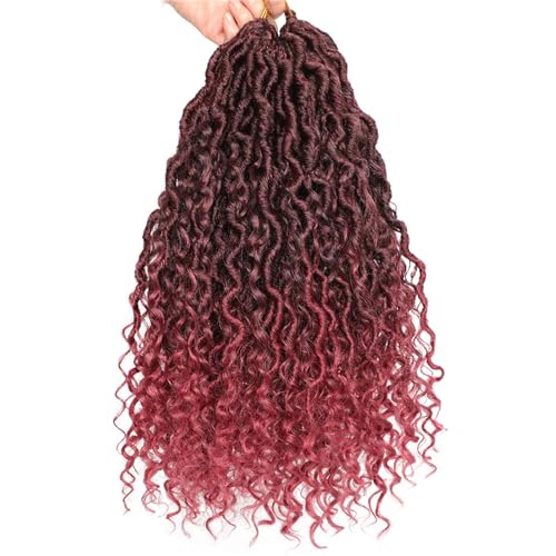 Häkeln Sie Zöpfe Haar Synthetische Flechten Haarverlängerungen Ombre Braun Lockig Für Schwarze Damen T1BBurgundy 18Inch#1Pcs/Lot von Azedssw