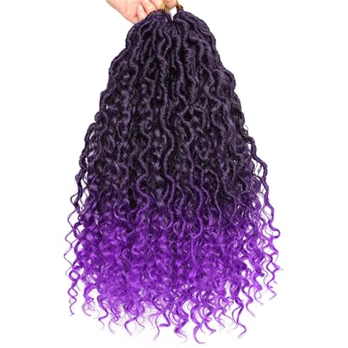 Häkeln Sie Zöpfe Haar Synthetische Flechten Haarverlängerungen Ombre Braun Lockig Für Schwarze Damen T1BPurple 18Inch#6Pcs/Lot von Azedssw