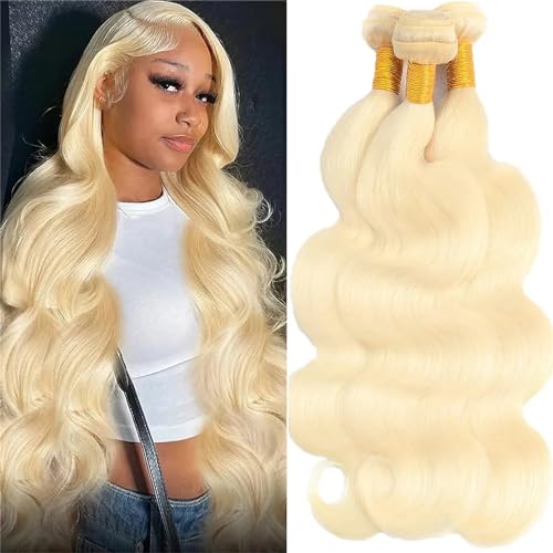 Körperwellen Menschenhaarbündel Brasilianische Reine Haarverlängerungen Für Damen Blonde Haarbündel 12 Inch von Azedssw