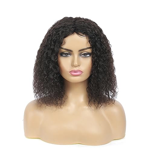 Kurze Verworrene Lockige Echthaar Perücken Brasilianische Echthaar Perücke Für Damen Mittlerer Teil Kurze Bob Perücke Natural Color 16Inch 150Density von Azedssw