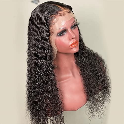Lace Wig Lace Frontal Wig Deep Curly Lace Front Echthaarperücken Für Damen 13x4x1 T Part Wig 180 Density 10 Inch von Azedssw