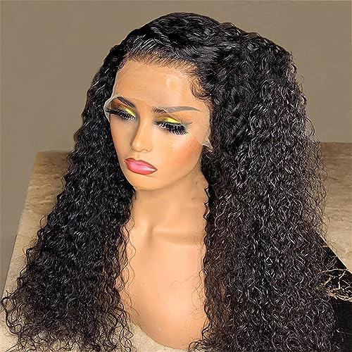 Lockige Spitze Front Echthaar Perücken Echthaar Perücken Für Damen Tiefe Wellen Frontal Perücke Wasserwellen Spitze Front Perücken 13x4 Lace Front Wig 150 Density 16Inch von Azedssw