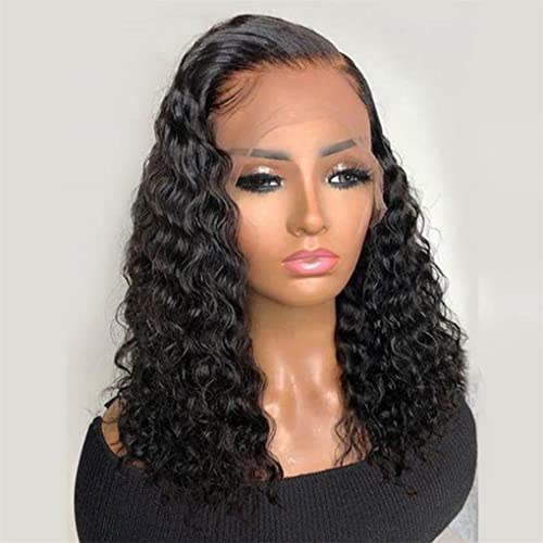 Tiefe Welle Lace Front Perücke Kurze Lockige Echthaarperücken Damen Natürliche Remy Echthaar Lace Frontal Perücken T Part Lace 10 Inch von Azedssw