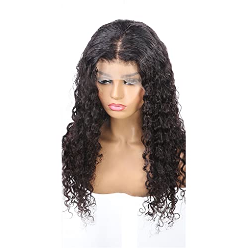 Wasserwellen Spitze Front Perücke Echthaar Spitze Frontal Perücken Damen Vorgezupfte Brasilianische Lockige Echthaar Perücke 4x4 Lace Wig 14 Inch 150Density von Azedssw