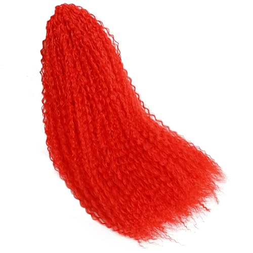 Zöpfe Verworrenes Lockiges Häkelhaar Für Damen Häkelzöpfe Synthetische Flechten Haarverlängerung Niedrige Temperatur Red 20Inch#10Pcs/Lot von Azedssw