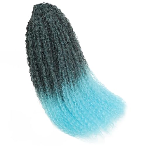 Zöpfe Verworrenes Lockiges Häkelhaar Für Damen Häkelzöpfe Synthetische Flechten Haarverlängerung Niedrige Temperatur T1B LBlue 20Inch#10Pcs/Lot von Azedssw