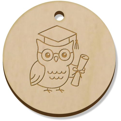 Azeeda 11 x 34mm 'Abschluss Eule' Hölzerne Schmuckanhänger (PN00074984) von Azeeda