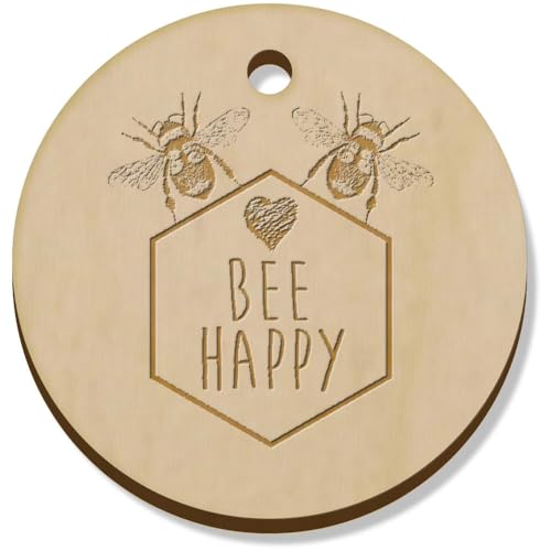 Azeeda 11 x 34mm 'Bienenglückliche Hummeln' Hölzerne Schmuckanhänger (PN00072221) von Azeeda