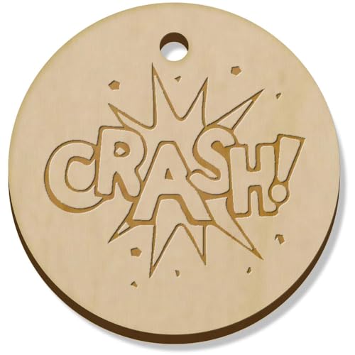 Azeeda 11 x 34mm 'Crash! Action-Blase im Comic-Stil' Hölzerne Schmuckanhänger (PN00071339) von Azeeda