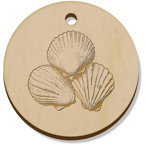 Azeeda 11 x 34mm 'Drei Muscheln' Hölzerne Schmuckanhänger (PN00072204) von Azeeda