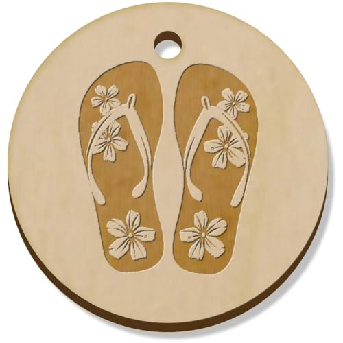 Azeeda 11 x 34mm 'Flip-Flops mit Blumenmuster' Hölzerne Schmuckanhänger (PN00074921) von Azeeda