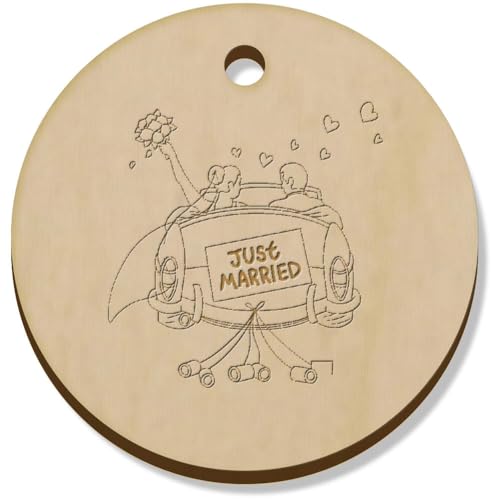 Azeeda 11 x 34mm 'Frisch verheiratetes Paar im Auto' Hölzerne Schmuckanhänger (PN00072448) von Azeeda