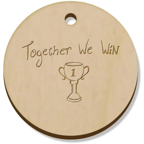 Azeeda 11 x 34mm 'Gemeinsam gewinnen wir mit der Trophäe' Hölzerne Schmuckanhänger (PN00071558) von Azeeda