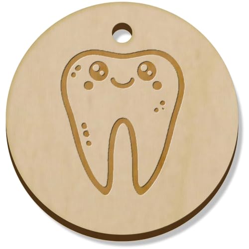 Azeeda 11 x 34mm 'Glücklicher Zahn' Hölzerne Schmuckanhänger (PN00071652) von Azeeda