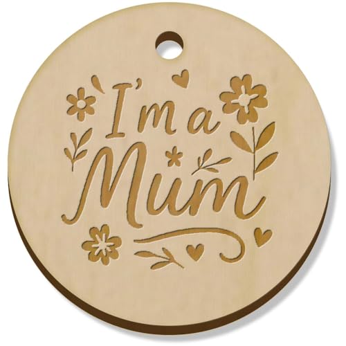 Azeeda 11 x 34mm 'Ich bin eine Mama' Hölzerne Schmuckanhänger (PN00075201) von Azeeda